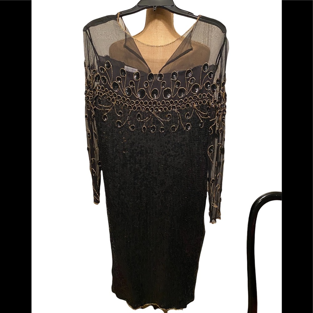 Vintage Stenay Sequined 100% Silk Dress